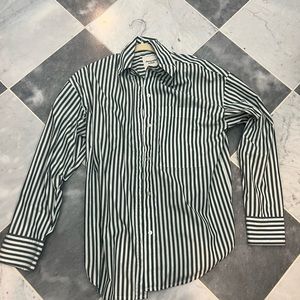 Abercrombie Green striped oversized button down